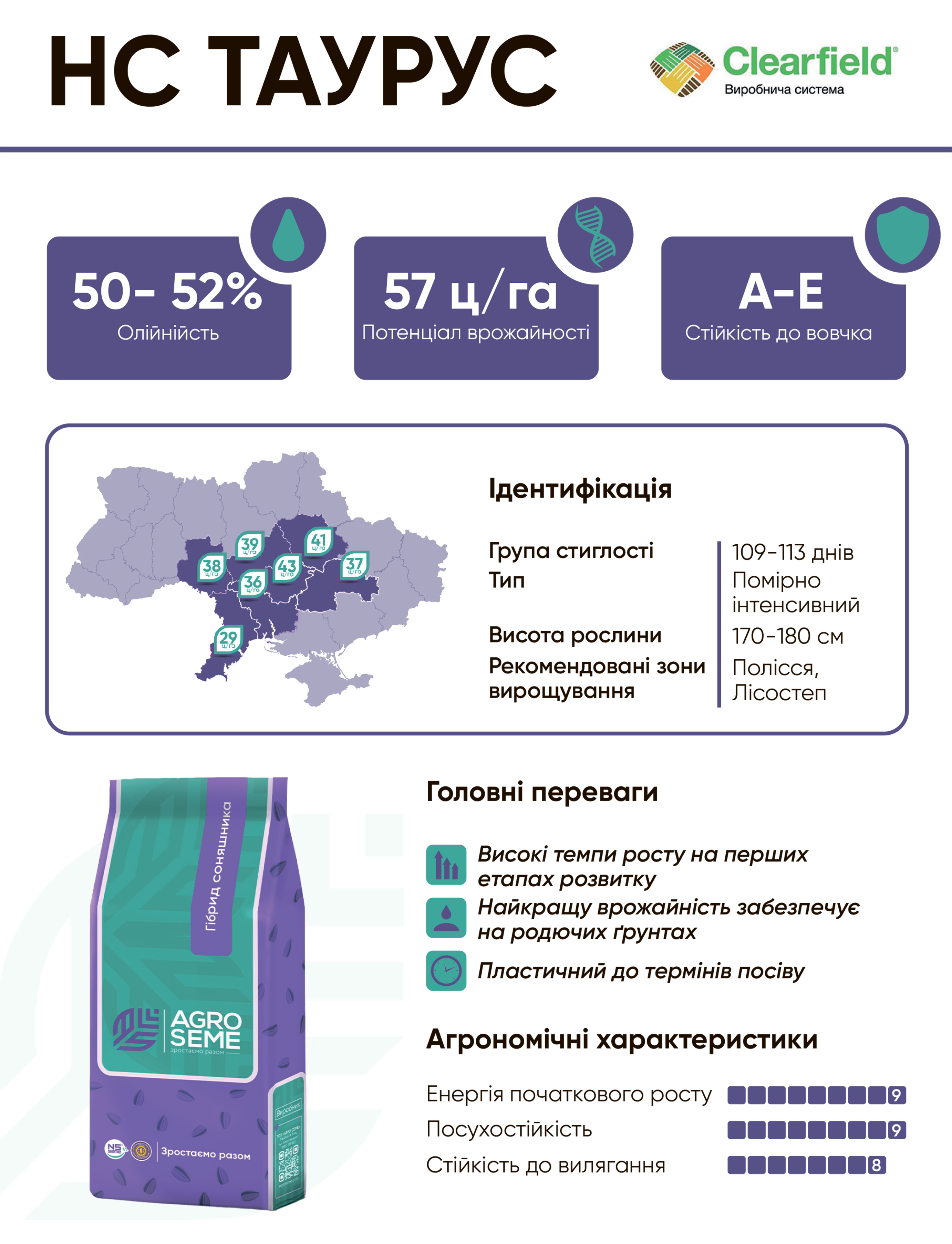 Насіння соняшника НС Таурус під Євролайтінг 